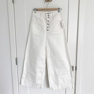 Free People Wide Crop Culottes - White